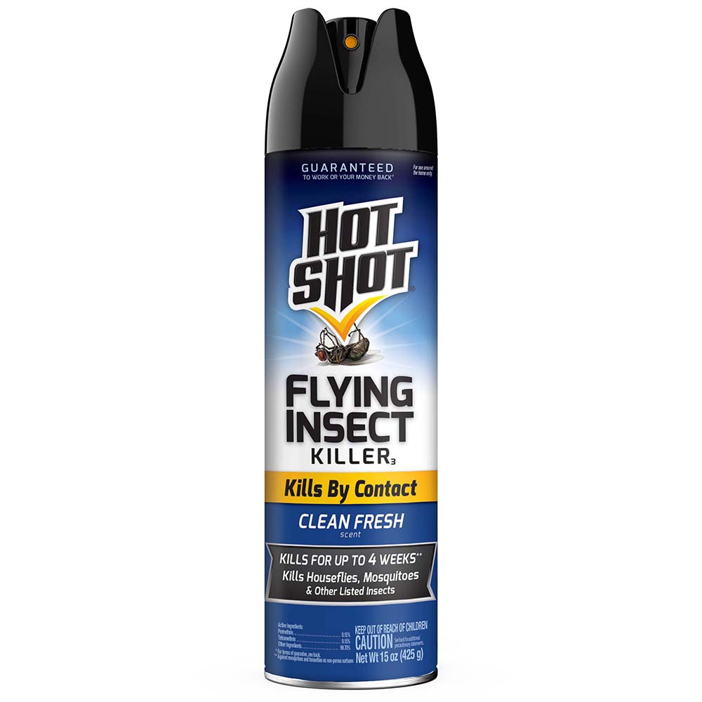Hot Shot Flying Insect Killer 15 Ounces Aerosol Formula Kills Houseflies Mosquitoes And Other Listed Flying Insects By Contact Indoors And Outdoors With Clean Fresh Scent
